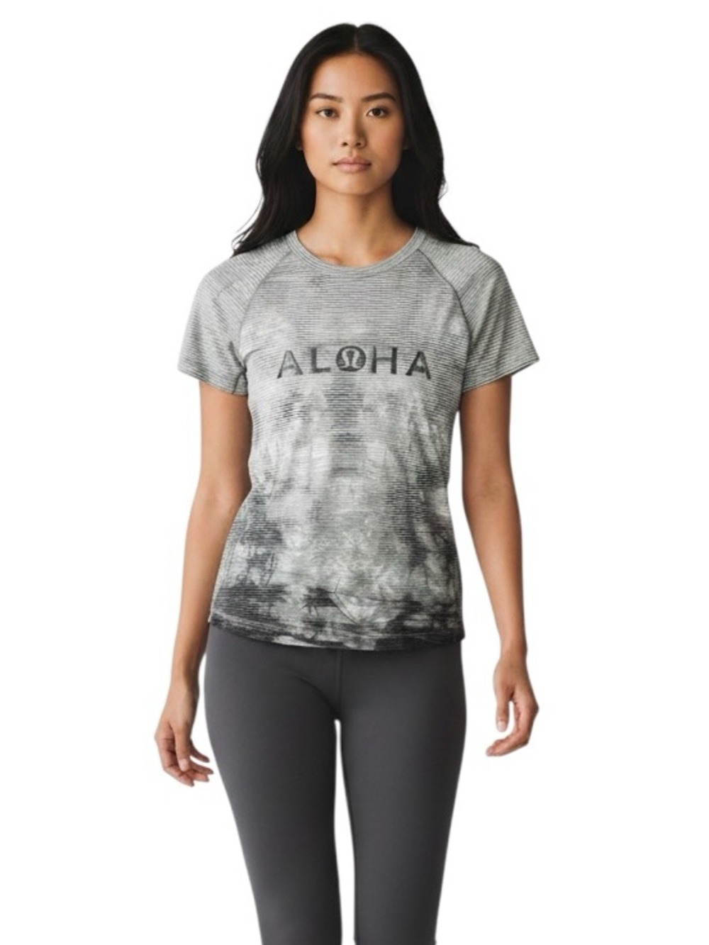 LULULEMON RARE!!! Hawaiian Aloha Logo Swiftly Shibori Short Sleeve Tech Size 4